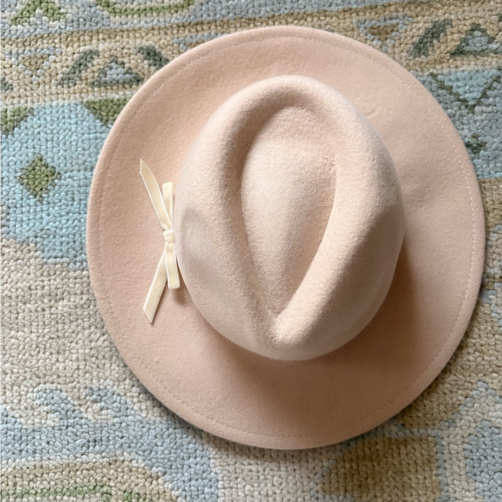 J Crew Cream Fedora Hat with Bow